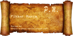 Pikker Maxim névjegykártya